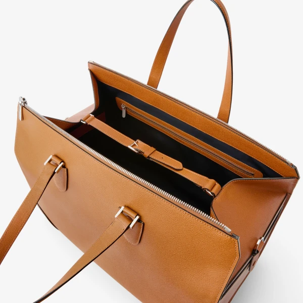 Valextra Babila Boston Travel Bag in Havana Brown | Men Bags | Coveti