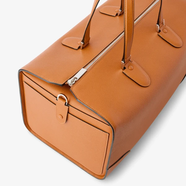 Valextra Babila Boston Travel Bag in Havana Brown | Men Bags | Coveti