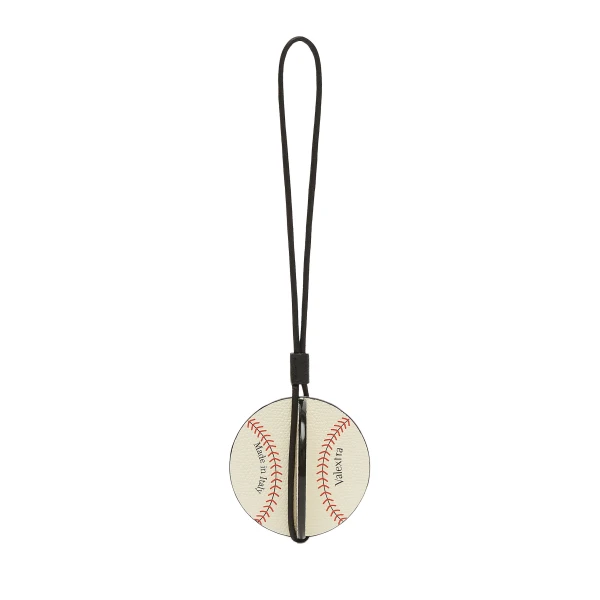 Baseball Charm in Pergamena White, Red and Black