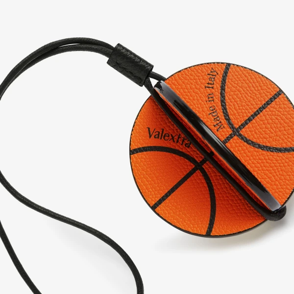 Valextra Basketball Charm in Orange and Black | Bag charms | Coveti