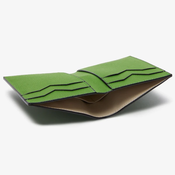Valextra Bifold Wallet 4CC in Grass Green | Wallets & Purses | Coveti