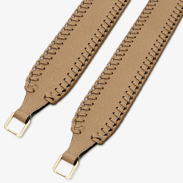 Valextra Braided Shoulder Strap in Cashmere Beige | Bag Straps | Coveti