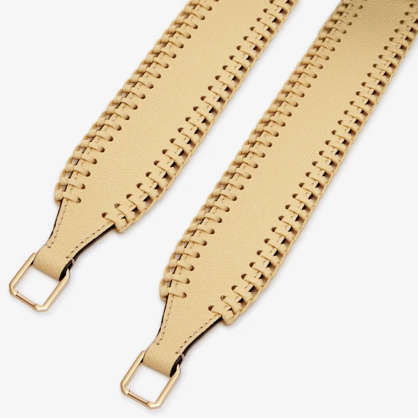 Valextra Braided Shoulder Strap in Cream Yellow | Bag Straps | Coveti