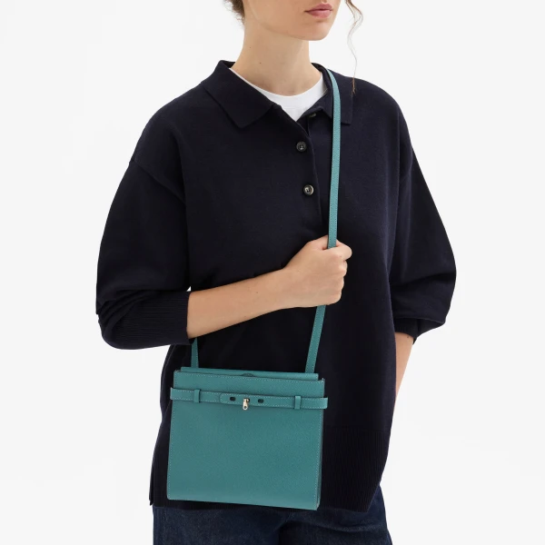 Valextra Brera B-Tracollina Crossbody Bag in Bottle Green | Shoulder & Crossbody Bags | Coveti
