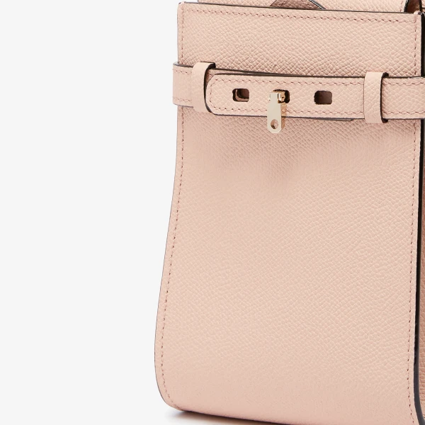 Valextra Brera B-Tracollina Slim Crossbody Micro Bag in Bonne Mine Pink | Shoulder & Crossbody Bags | Coveti