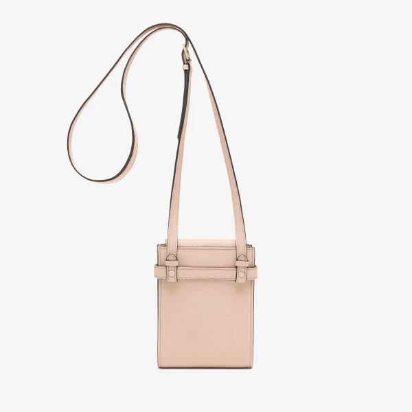 Valextra Brera B-Tracollina Slim Crossbody Micro Bag in Bonne Mine Pink | Shoulder & Crossbody Bags | Coveti