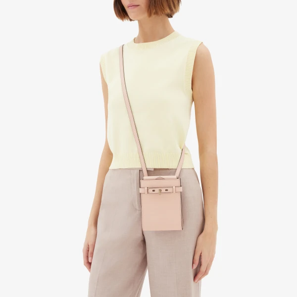 Valextra Brera B-Tracollina Slim Crossbody Micro Bag in Bonne Mine Pink | Shoulder & Crossbody Bags | Coveti