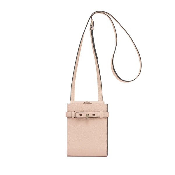 Valextra Brera B-Tracollina Slim Crossbody Micro Bag in Bonne Mine Pink | Shoulder & Crossbody Bags | Coveti
