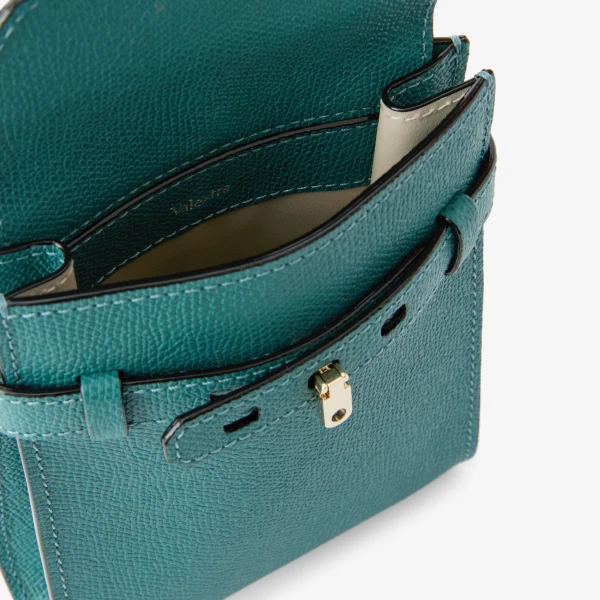 Valextra Brera B-Tracollina Slim Crossbody Micro Bag in Bottle Green | Shoulder & Crossbody Bags | Coveti