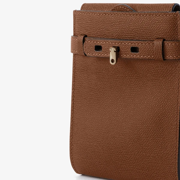 Valextra Brera B-Tracollina Slim Crossbody Micro Bag in Chocolate Brown | Shoulder & Crossbody Bags | Coveti