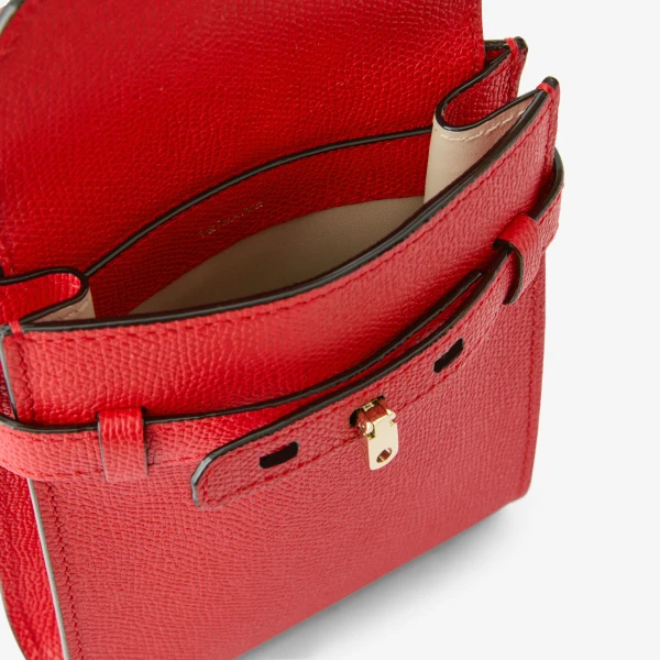 Valextra Brera B-Tracollina Slim Crossbody Micro Bag in Crimson Red | Shoulder & Crossbody Bags | Coveti