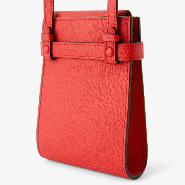 Valextra Brera B-Tracollina Slim Crossbody Micro Bag in Crimson Red | Shoulder & Crossbody Bags | Coveti