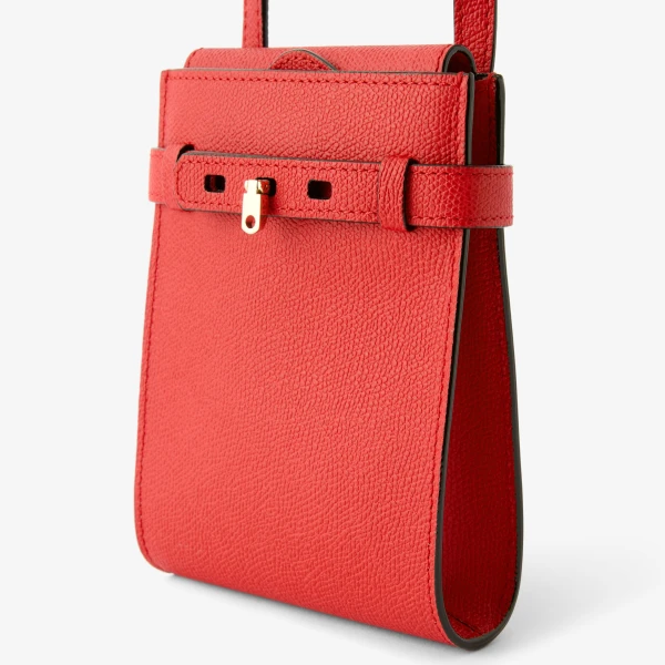 Valextra Brera B-Tracollina Slim Crossbody Micro Bag in Crimson Red | Shoulder & Crossbody Bags | Coveti