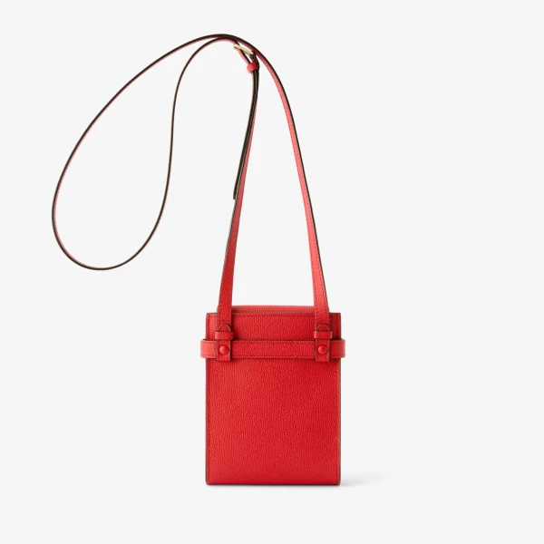 Valextra Brera B-Tracollina Slim Crossbody Micro Bag in Crimson Red | Shoulder & Crossbody Bags | Coveti
