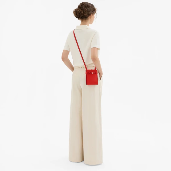 Valextra Brera B-Tracollina Slim Crossbody Micro Bag in Crimson Red | Shoulder & Crossbody Bags | Coveti
