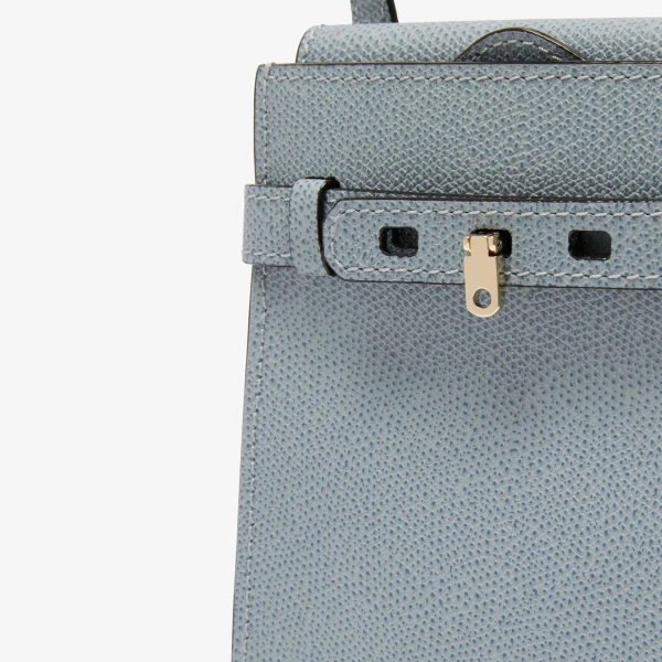 Valextra Brera B-Tracollina Slim Crossbody Micro Bag in Niagara Blue | Shoulder & Crossbody Bags | Coveti