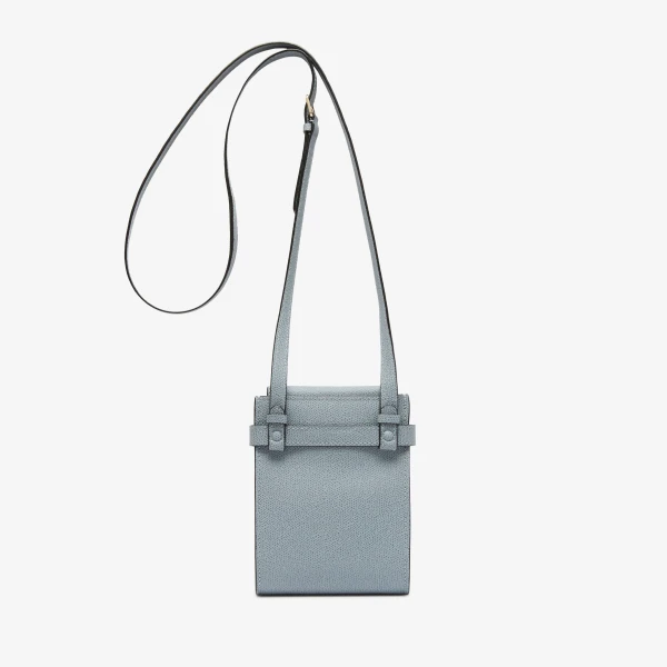 Valextra Brera B-Tracollina Slim Crossbody Micro Bag in Niagara Blue | Shoulder & Crossbody Bags | Coveti