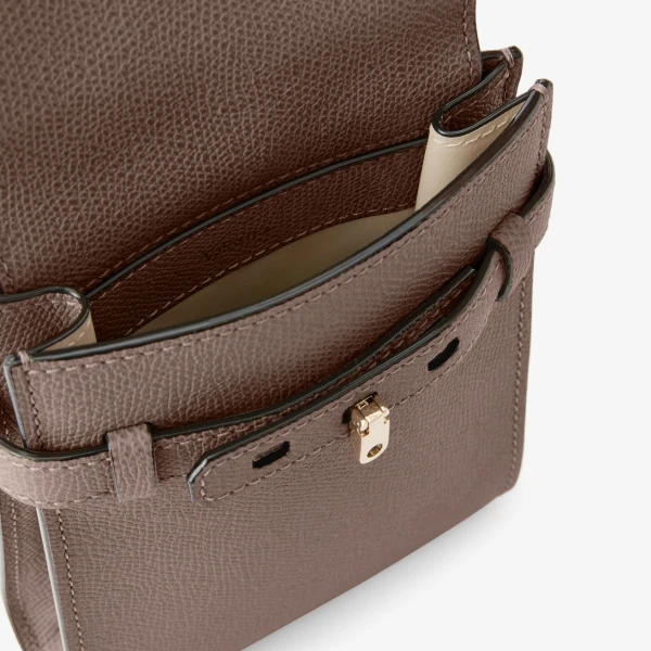 Valextra Brera B-Tracollina Slim Crossbody Micro Bag in Sahara Brown | Shoulder & Crossbody Bags | Coveti