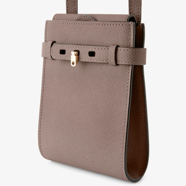 Valextra Brera B-Tracollina Slim Crossbody Micro Bag in Sahara Brown | Shoulder & Crossbody Bags | Coveti