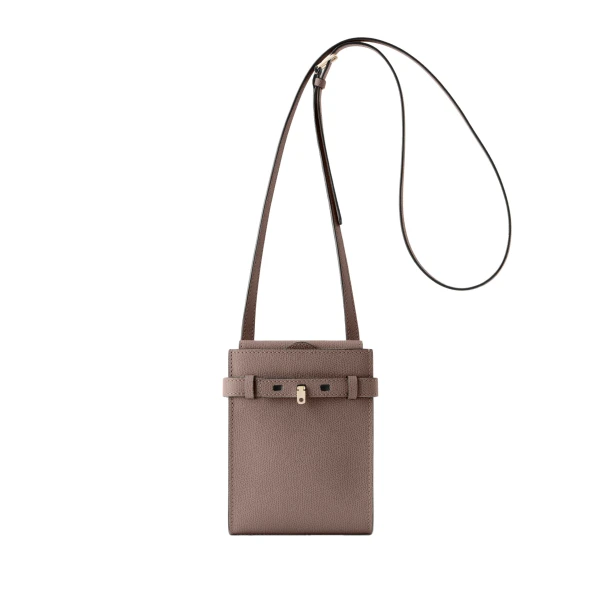 Valextra Brera B-Tracollina Slim Crossbody Micro Bag in Sahara Brown | Shoulder & Crossbody Bags | Coveti