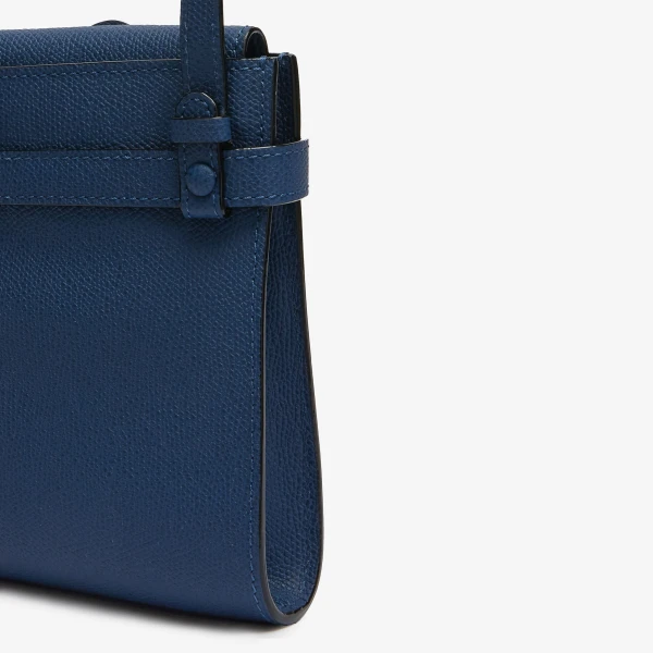 Valextra Brera B-Tracollina Slim Crossbody Micro Bag in Sapphire Blue | Shoulder & Crossbody Bags | Coveti