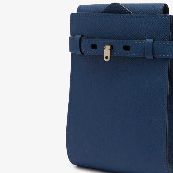 Valextra Brera B-Tracollina Slim Crossbody Micro Bag in Sapphire Blue | Shoulder & Crossbody Bags | Coveti