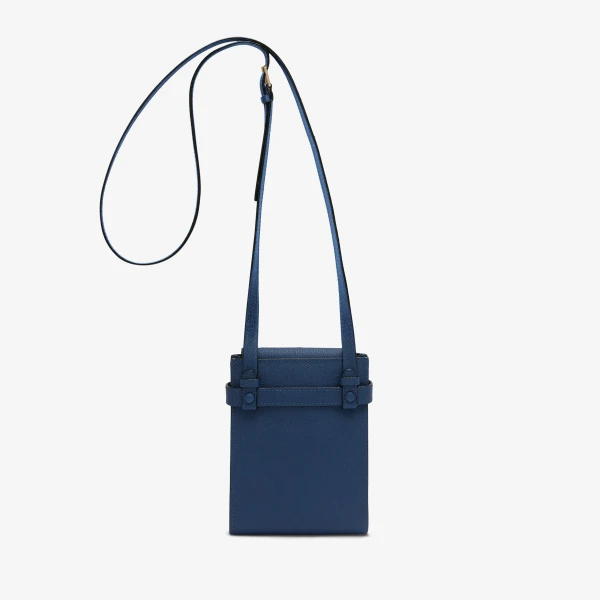 Valextra Brera B-Tracollina Slim Crossbody Micro Bag in Sapphire Blue | Shoulder & Crossbody Bags | Coveti