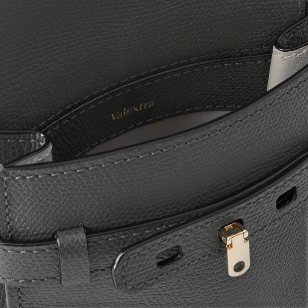 Valextra Brera B-Tracollina Slim Crossbody Micro Bag in Smokey Grey | Shoulder & Crossbody Bags | Coveti