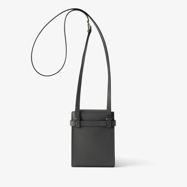 Valextra Brera B-Tracollina Slim Crossbody Micro Bag in Smokey Grey | Shoulder & Crossbody Bags | Coveti