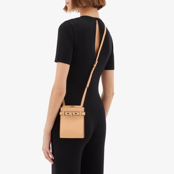 Valextra Brera B-Tracollina Slim Crossbody Micro Bag in Sunset Orange | Shoulder & Crossbody Bags | Coveti