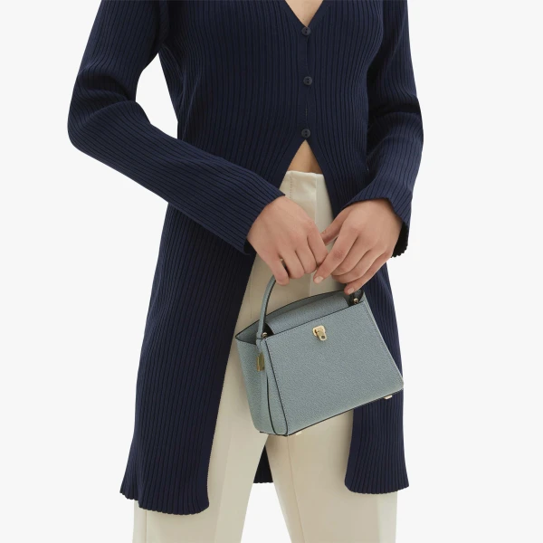 Valextra Brera Crossbody Micro Bag in Smokey Blue | Shoulder & Crossbody Bags | Coveti
