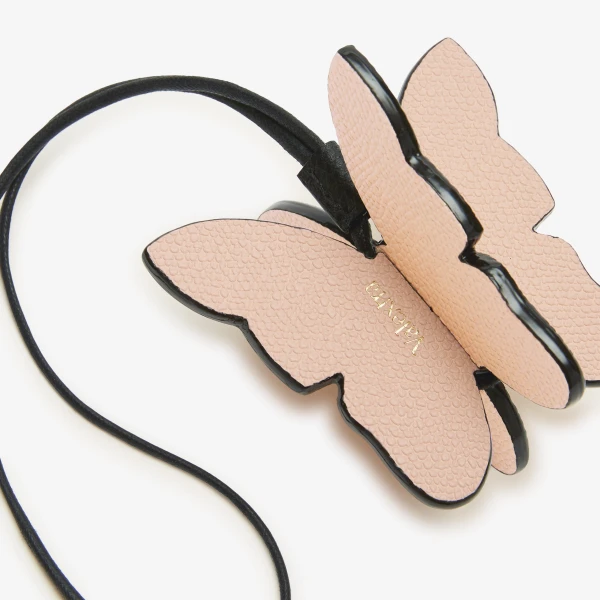 Valextra Butterfly Charm in Bonne Mine Pink, Cream Yellow and Black | Bag charms | Coveti