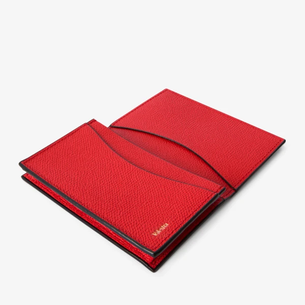 Valextra Card Case Onda in Crimson Red | Wallets & Purses | Coveti