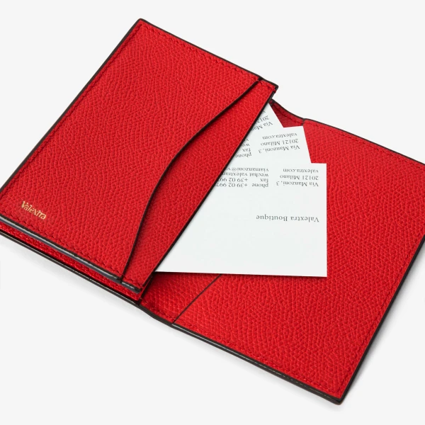 Valextra Card Case Onda in Crimson Red | Wallets & Purses | Coveti