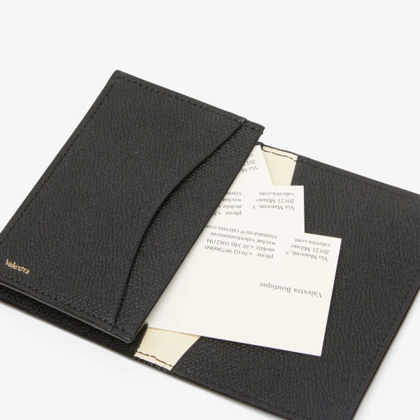 Valextra Card Case Onda in Pergamena White and Black | Wallets & Purses | Coveti