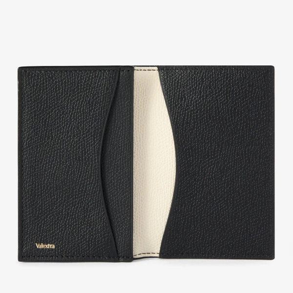 Valextra Card Case Onda in Pergamena White and Black | Wallets & Purses | Coveti