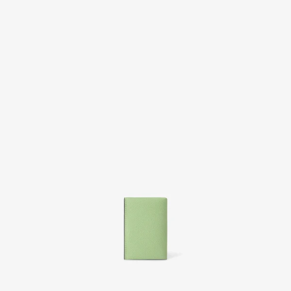 Valextra Card Case with Button in Aloe Green and Black | Wallets & Purses | Coveti