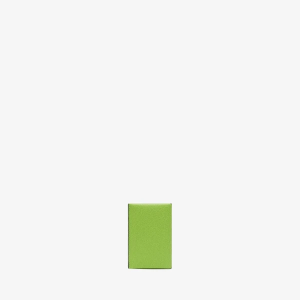 Valextra Card Case with Button in Apple Green and Black | Wallets & Purses | Coveti