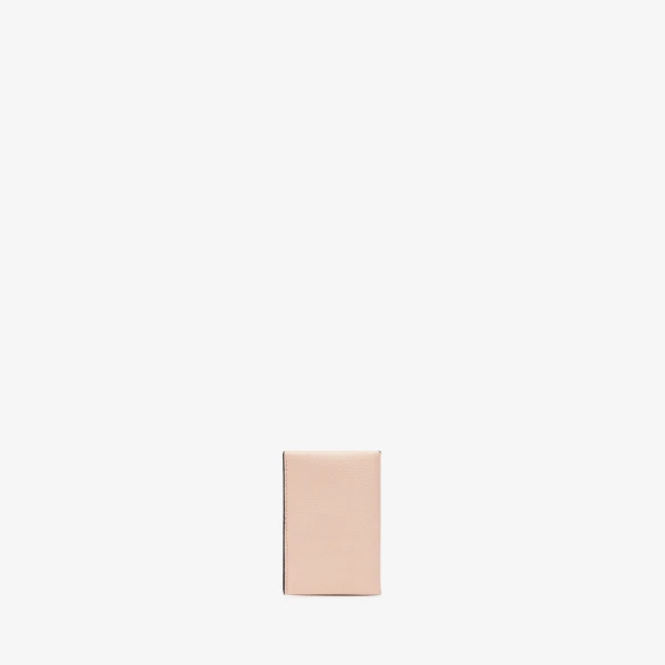 Valextra Card Case with Button in Bonne Mine Pink and Black | Wallets & Purses | Coveti