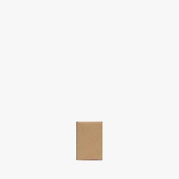Valextra Card Case with Button in Cashmere Beige and Black | Wallets & Purses | Coveti