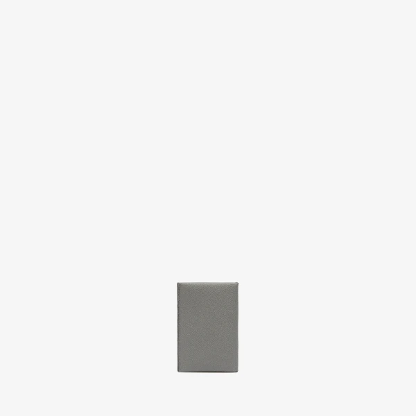 Valextra Card Case with Button in Cement Grey and Black | Wallets & Purses | Coveti