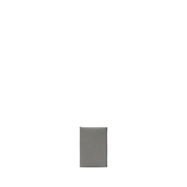 Valextra Card Case with Button in Cement Grey and Black | Wallets & Purses | Coveti