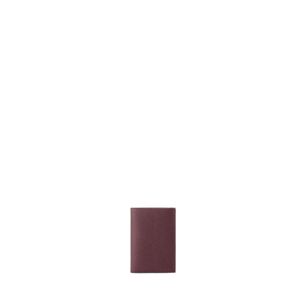 Valextra Card Case with Button in Claret Red and Black | Wallets & Purses | Coveti