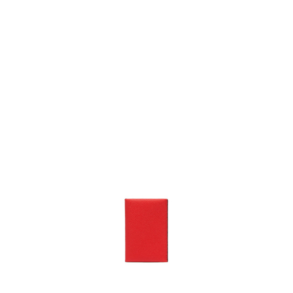 Valextra Card Case with Button in Crimson Red and Black | Wallets & Purses | Coveti