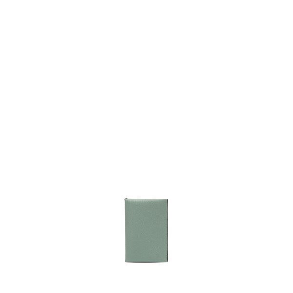 Valextra Card Case with Button in Eucalyptus Green and Black | Wallets & Purses | Coveti