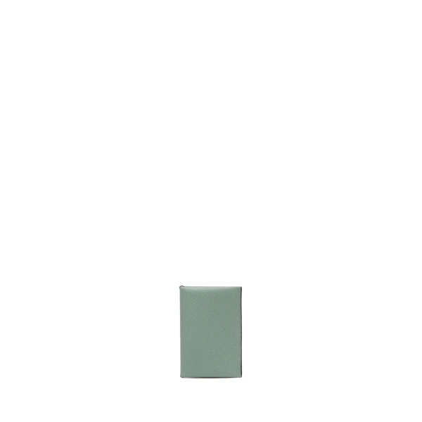 Valextra Card Case with Button in Eucalyptus Green and Black | Wallets & Purses | Coveti
