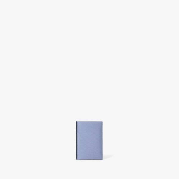 Valextra Card Case with Button in Hydrangea Blue and Black | Wallets & Purses | Coveti