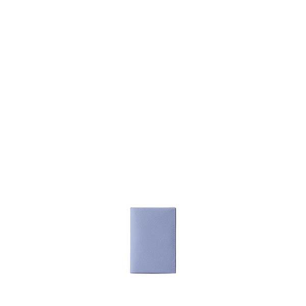 Valextra Card Case with Button in Hydrangea Blue and Black | Wallets & Purses | Coveti