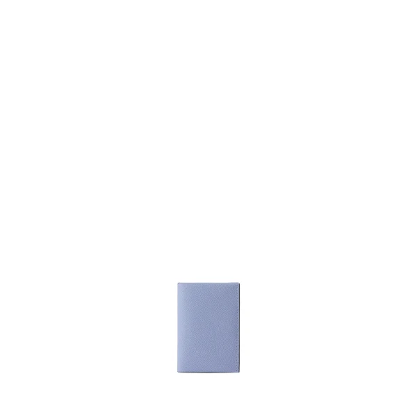Valextra Card Case with Button in Hydrangea Blue and Black | Wallets & Purses | Coveti