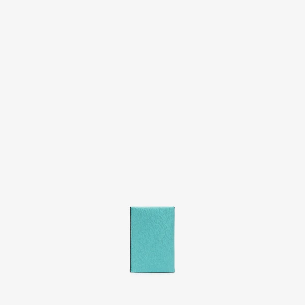 Valextra Card Case with Button in Ocean Blue and Black | Wallets & Purses | Coveti
